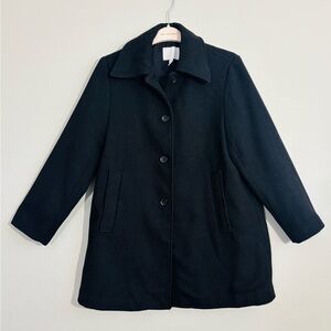 H&M heavy black wool blend button pea coat S